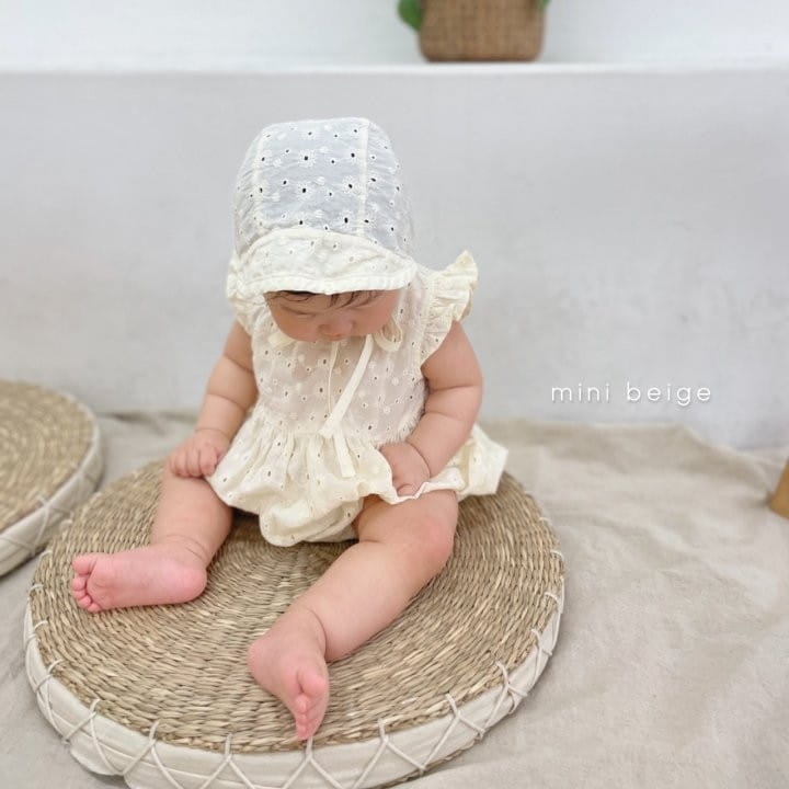 THE BEIGE - Korean Children Fashion - #Kfashion4kids - Rose Frill Bodysuit with Bonnet - 5