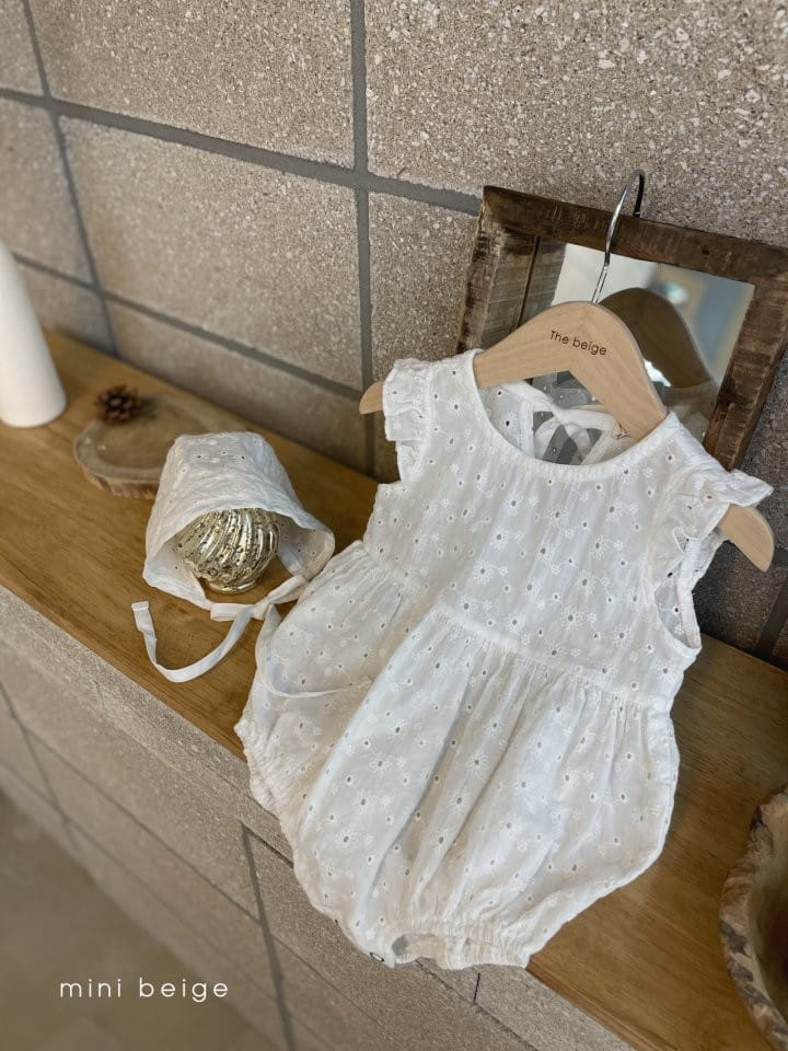THE BEIGE - Korean Children Fashion - #Kfashion4kids - Rose Frill Bodysuit with Bonnet - 7