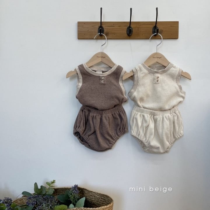 THE BEIGE - Korean Children Fashion - #Kfashion4kids - Waffle Sleeveless Bloomer Set