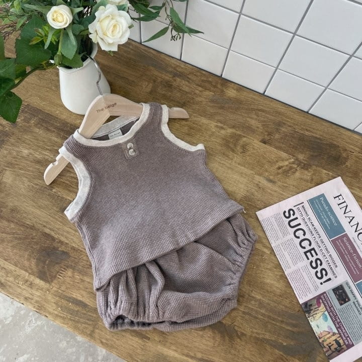THE BEIGE - Korean Children Fashion - #Kfashion4kids - Waffle Sleeveless Bloomer Set - 2