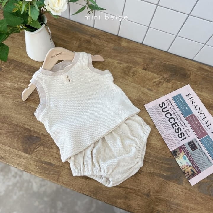 THE BEIGE - Korean Children Fashion - #Kfashion4kids - Waffle Sleeveless Bloomer Set - 3