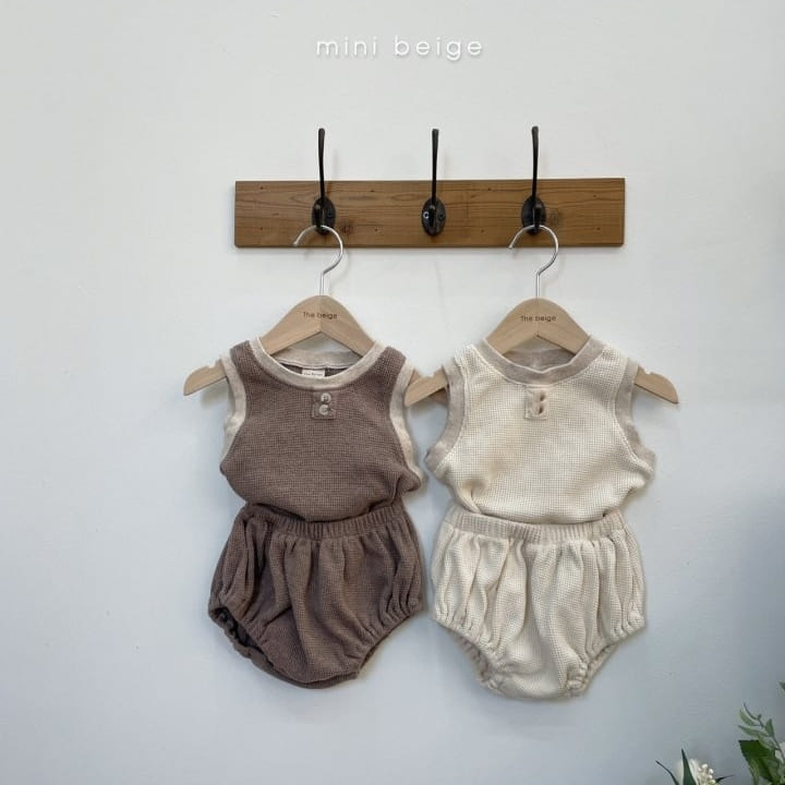 THE BEIGE - Korean Children Fashion - #Kfashion4kids - Waffle Sleeveless Bloomer Set - 4