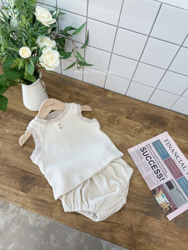 THE BEIGE - Korean Children Fashion - #Kfashion4kids - Waffle Sleeveless Bloomer Set - 6