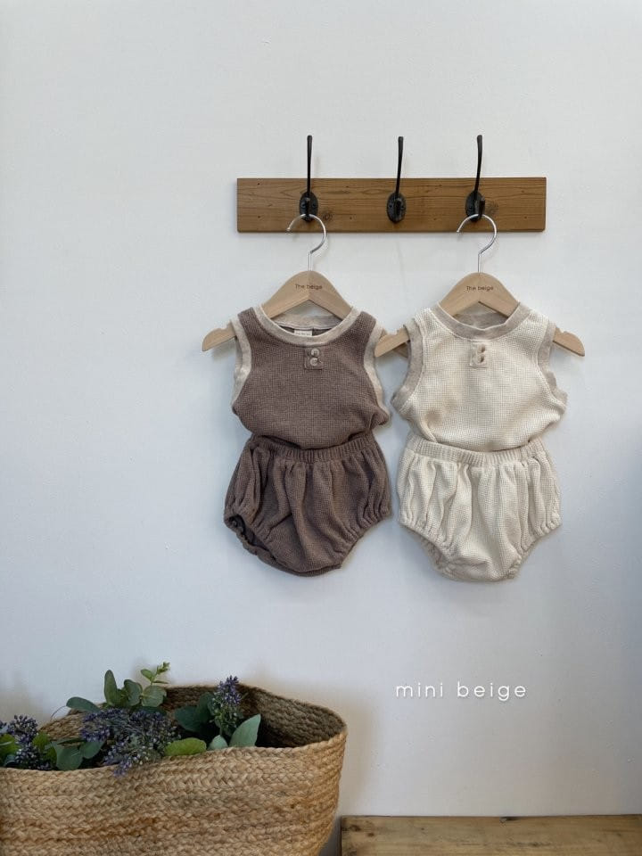 THE BEIGE - Korean Children Fashion - #Kfashion4kids - Waffle Sleeveless Bloomer Set - 9