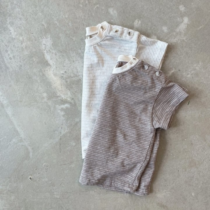THE BEIGE - Korean Children Fashion - #Kfashion4kids - Stripes Button Tee - 2