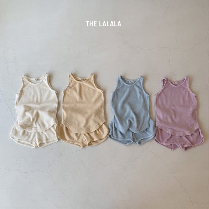 THE LALALA - Korean Children Fashion - #Kfashion4kids - Waffle Sleeveless Bottom Set - 2