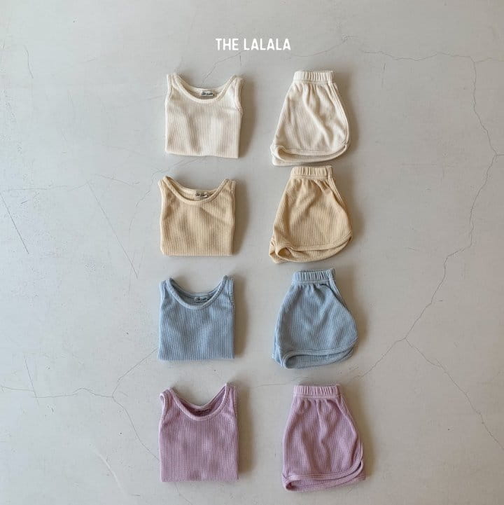 THE LALALA - Korean Children Fashion - #Kfashion4kids - Waffle Sleeveless Bottom Set - 3