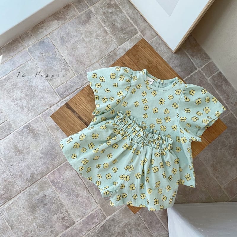 THE PEPPER - Korean Children Fashion - #Kfashion4kids - Daisy Top Bottom Set - 3