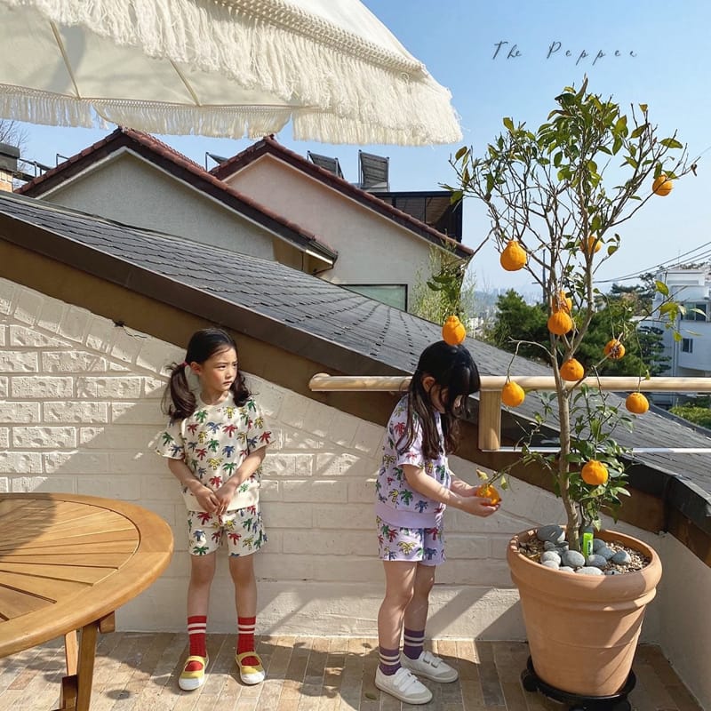 THE PEPPER - Korean Children Fashion - #Kfashion4kids - Palm Top Bottom Set - 2