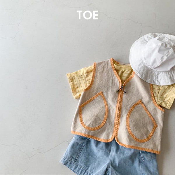 TOE - Korean Children Fashion - #Kfashion4kids - Canvas Denim Vest - 4