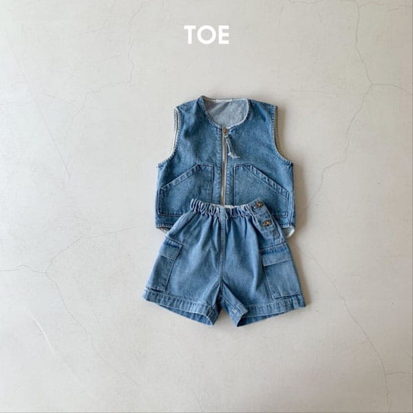 TOE - Korean Children Fashion - #Kfashion4kids - Canvas Denim Vest - 5
