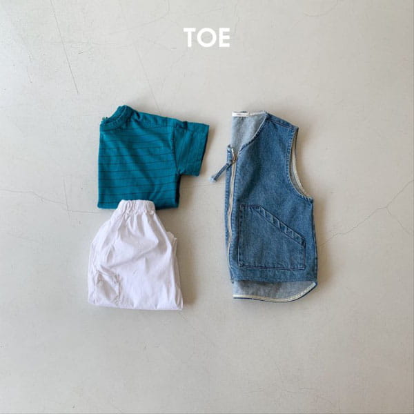 TOE - Korean Children Fashion - #Kfashion4kids - Canvas Denim Vest - 6