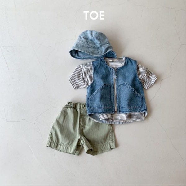 TOE - Korean Children Fashion - #Kfashion4kids - Canvas Denim Vest - 8