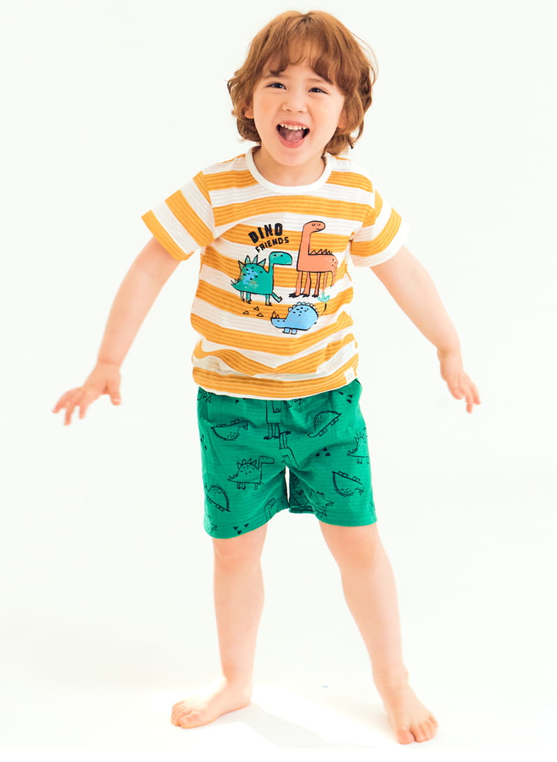 TTASOM - Korean Children Fashion - #Kfashion4kids - Stripes Dinasour Easywear - 3