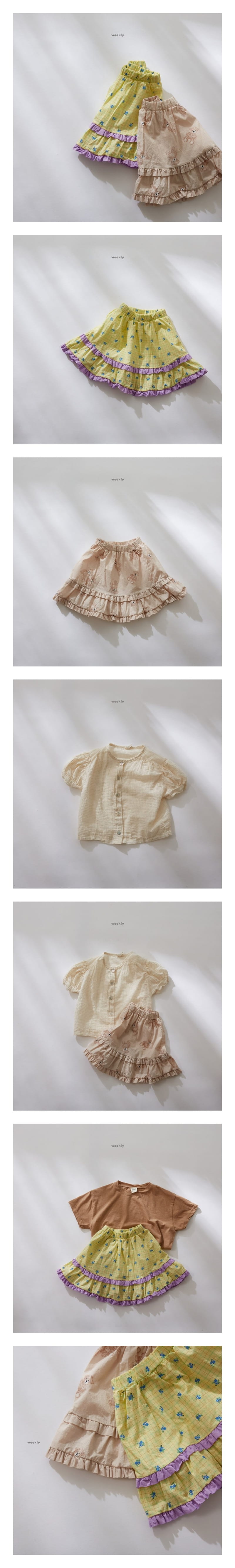 WEEKLY - Korean Children Fashion - #Kfashion4kids - Chess Shirring Skirt