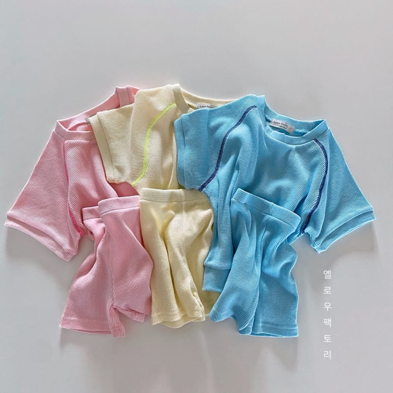 YELLOW FACTORY - Korean Children Fashion - #Kfashion4kids - Waffle Top Bottom Set - 10