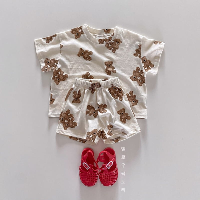YELLOW FACTORY - Korean Children Fashion - #Kfashion4kids - One Bear Two Bear Top Bottom Set - 3