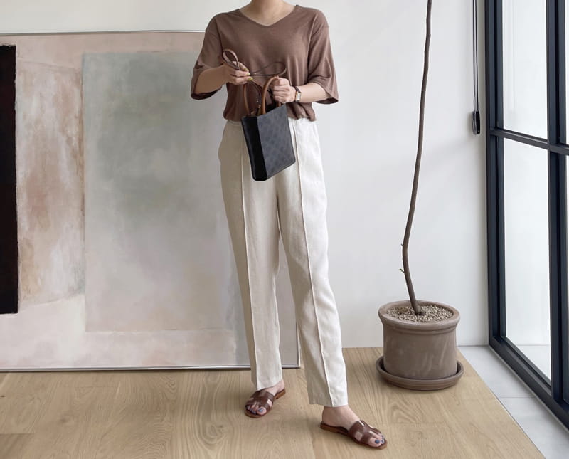 AFTER GLOW - Korean Children Fashion - #Kfashion4kids - Linen U Neck Tee - 3