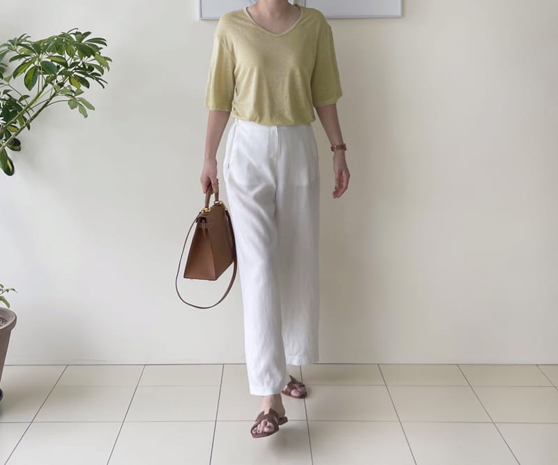 AFTER GLOW - Korean Children Fashion - #Kfashion4kids - Linen U Neck Tee - 4
