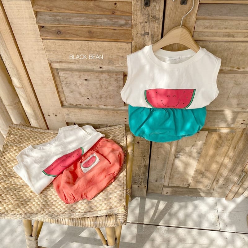 BLACK BEAN - Korean Children Fashion - #Kfashion4kids - Watermelon Bebe Top Bottom Set - 3