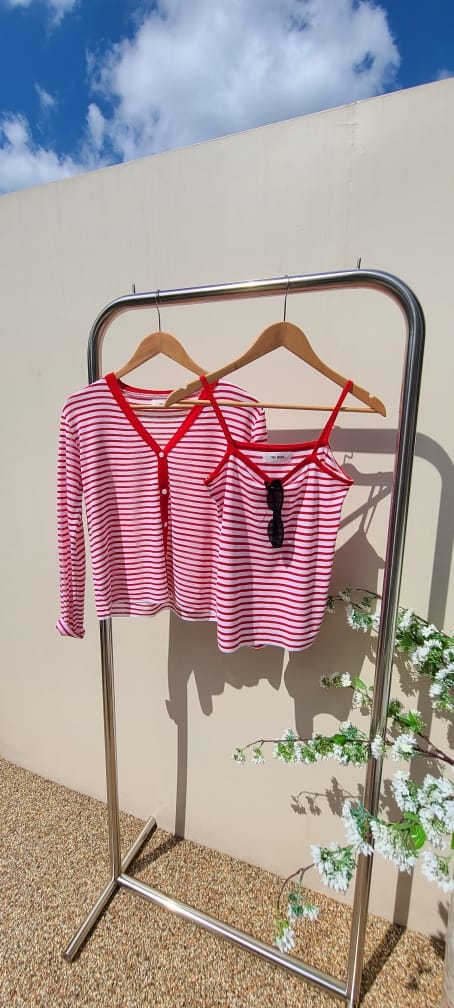 BLEND - Korean Children Fashion - #Kfashion4kids - Marine Stripes Sleeveless Cardigan Set - 3