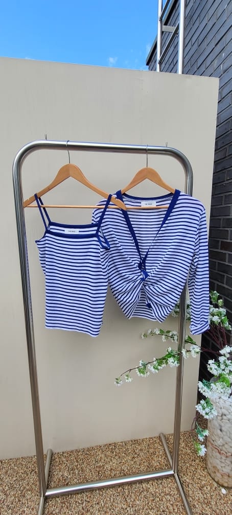 BLEND - Korean Children Fashion - #Kfashion4kids - Marine Stripes Sleeveless Cardigan Set - 4
