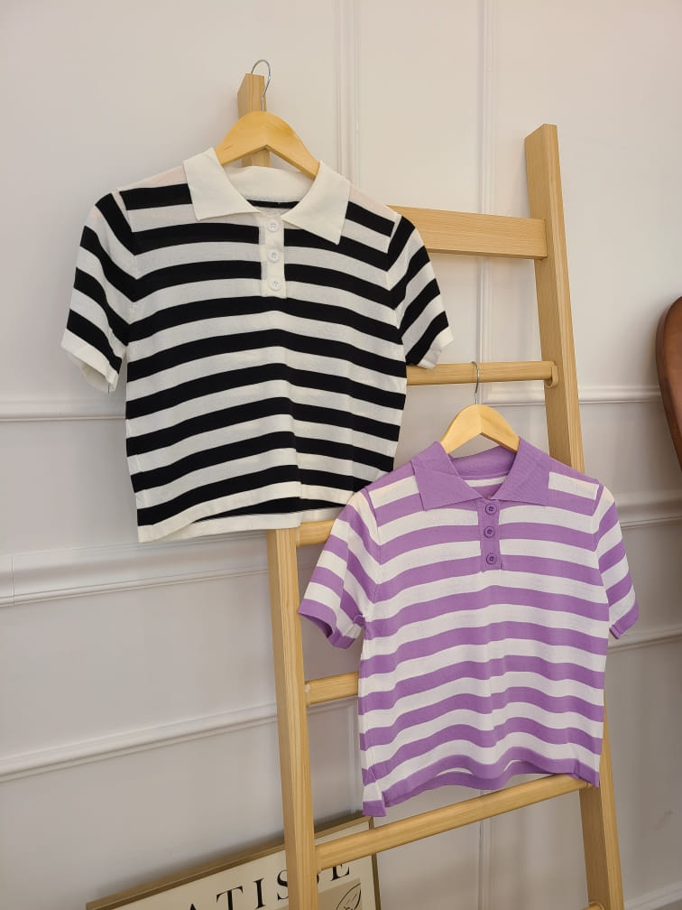 BLEND - Korean Children Fashion - #Kfashion4kids - Stripes Collar Knit