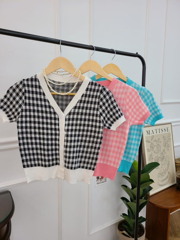BLEND - Korean Children Fashion - #Kfashion4kids - Gingham Checked Cardigan - 5