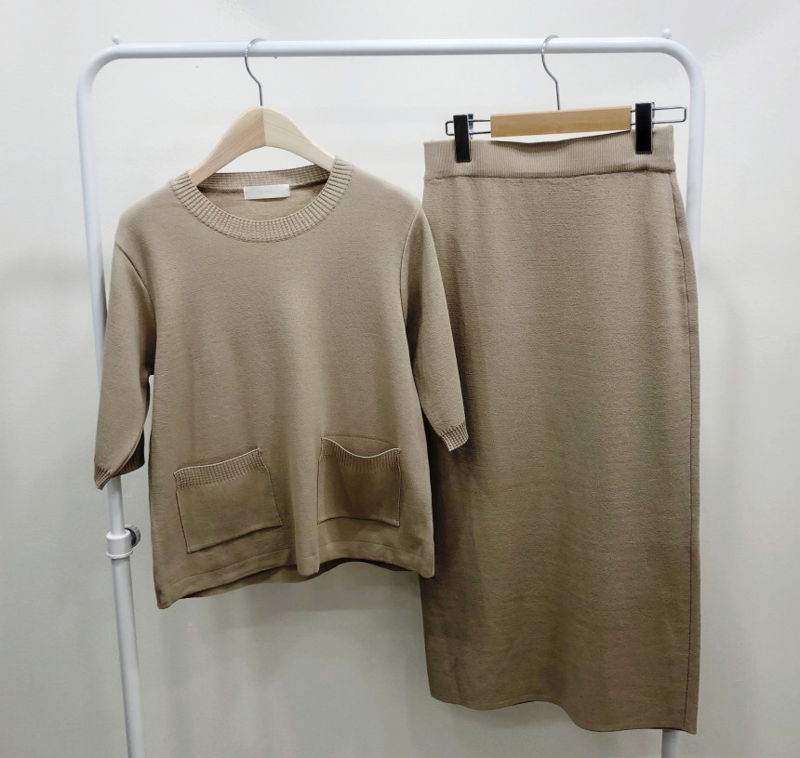 BLOOM - Korean Women Fashion - #Kfashion - Trimming Knit Top Bottom Set - 7