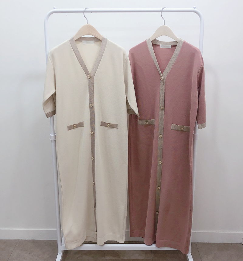 BLOOM - Korean Women Fashion - #Kfashion - Pearl Colored Button One-piece