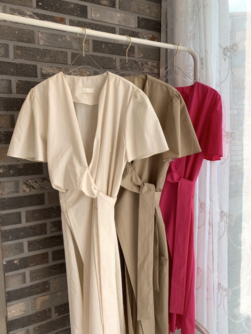 BLOOM - Korean Women Fashion - #Kfashion - Shirts Wrap One-piece - 2