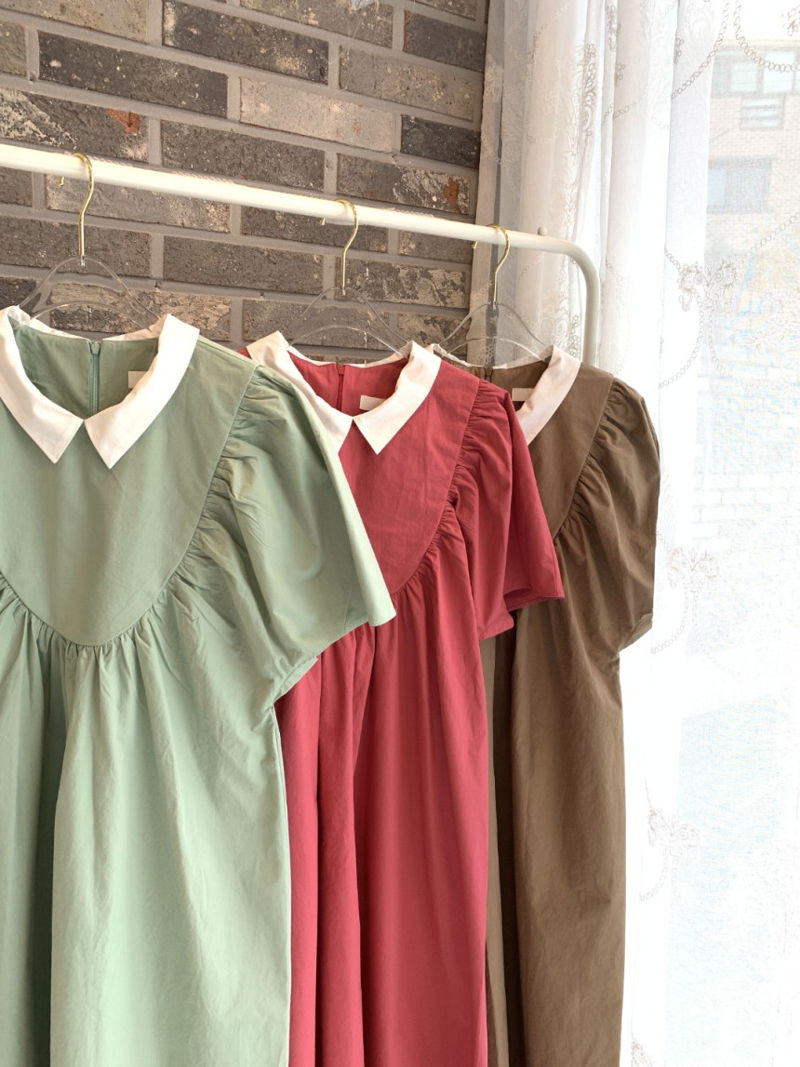 BLOOM - Korean Women Fashion - #Kfashion - Joan Colored Collar One-piece - 3