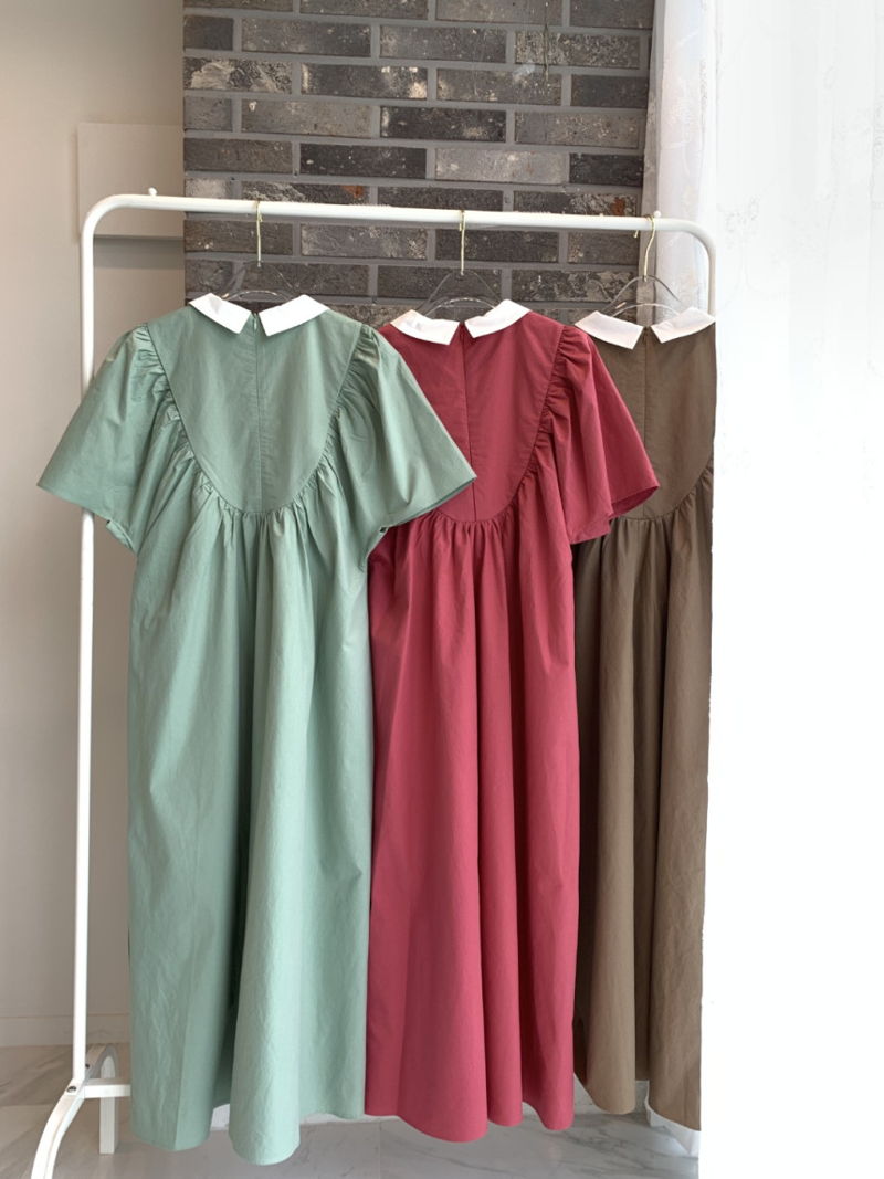 BLOOM - Korean Women Fashion - #Kfashion - Joan Colored Collar One-piece - 6