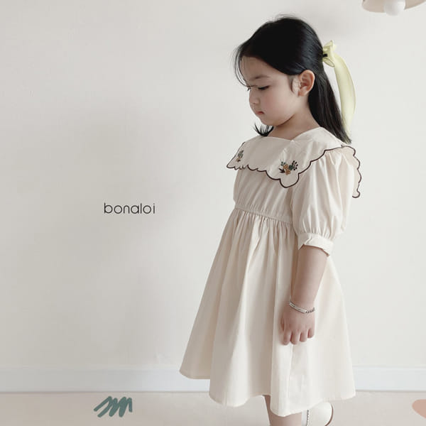 BONALOI - Korean Children Fashion - #Kfashion4kids - Scallop Embroidery One-piece