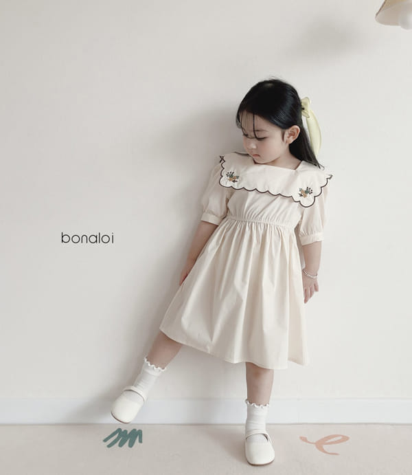 BONALOI - Korean Children Fashion - #Kfashion4kids - Scallop Embroidery One-piece - 3