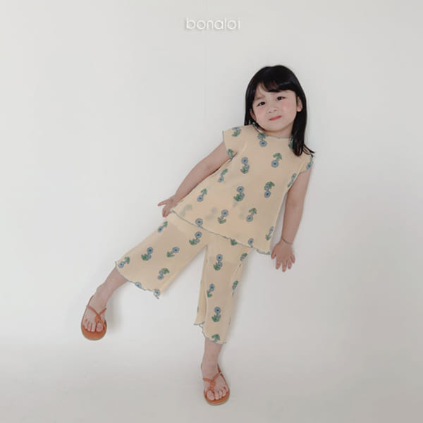 BONALOI - Korean Children Fashion - #Kfashion4kids - Dandelion Pleats Top Bottom Set
