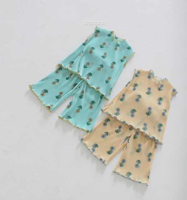 BONALOI - Korean Children Fashion - #Kfashion4kids - Dandelion Pleats Top Bottom Set - 2