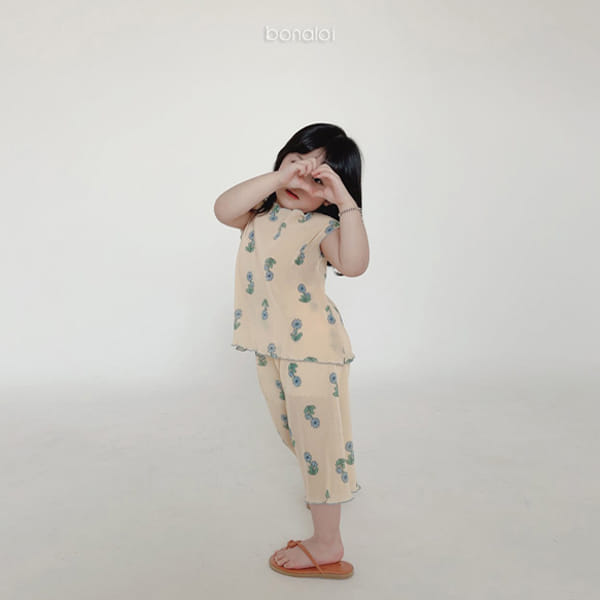 BONALOI - Korean Children Fashion - #Kfashion4kids - Dandelion Pleats Top Bottom Set - 3
