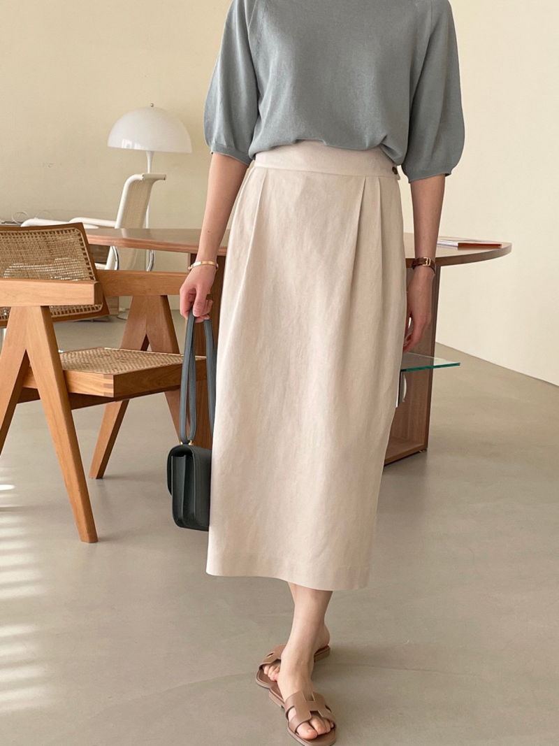 BOWEN - Korean Women Fashion - #Kfashion - Easy Linen Skirt