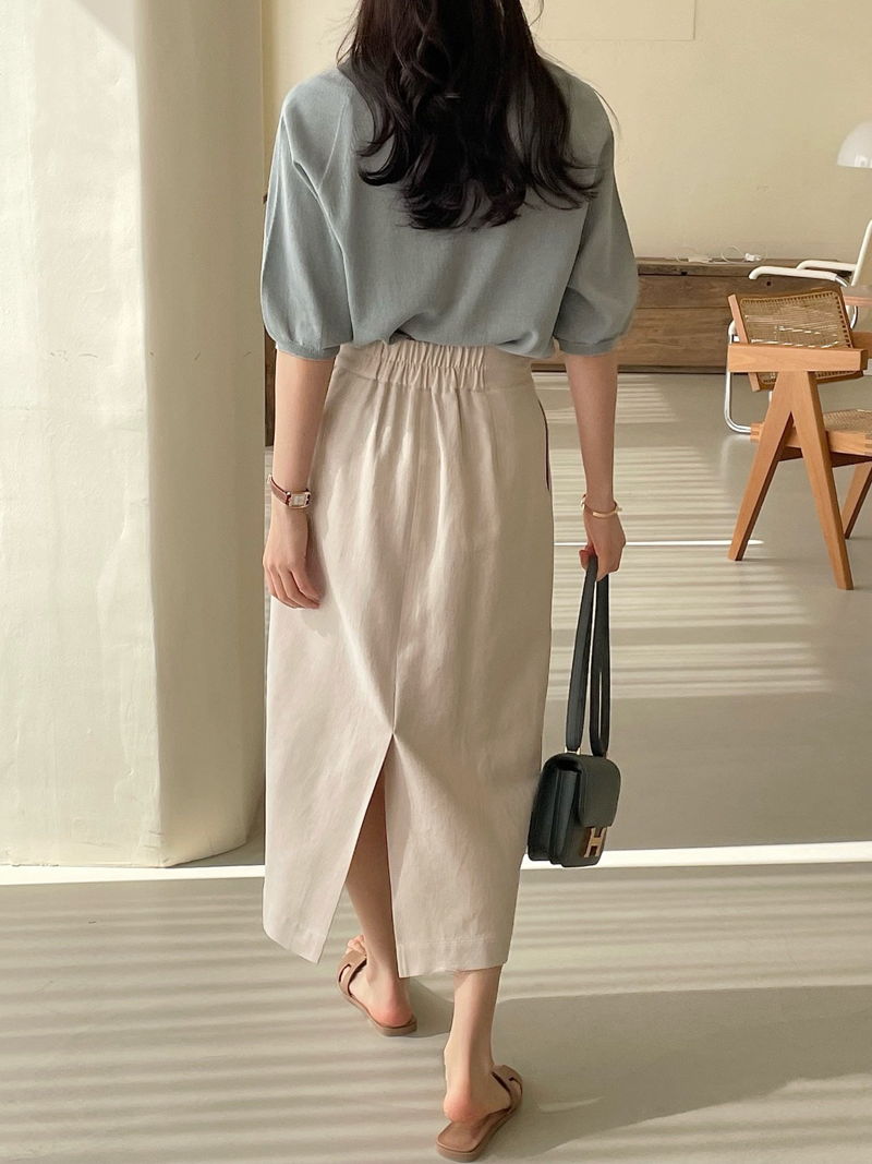 BOWEN - Korean Women Fashion - #Kfashion - Easy Linen Skirt - 3