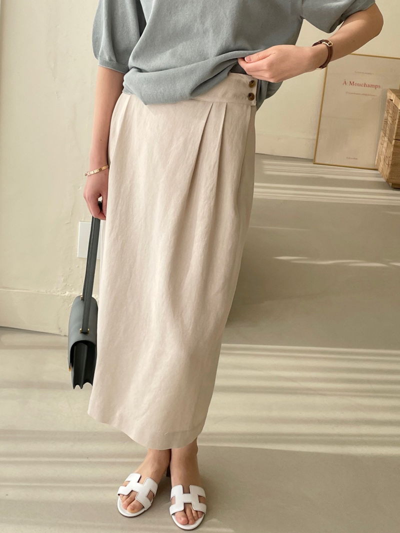 BOWEN - Korean Women Fashion - #Kfashion - Easy Linen Skirt - 9