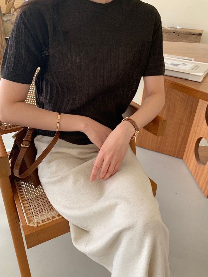 BOWEN - Korean Women Fashion - #Kfashion - Scaci Short Knit Top - 10