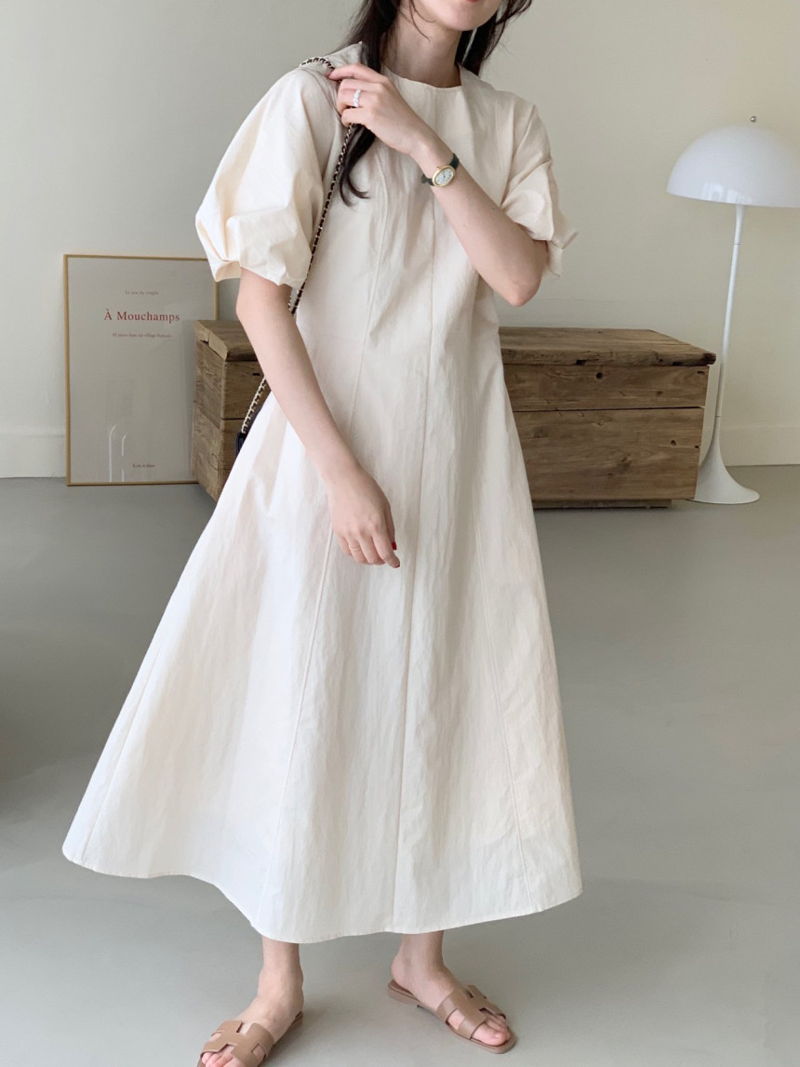 BOWEN - Korean Women Fashion - #Kfashion - Tulip Puff One-piece