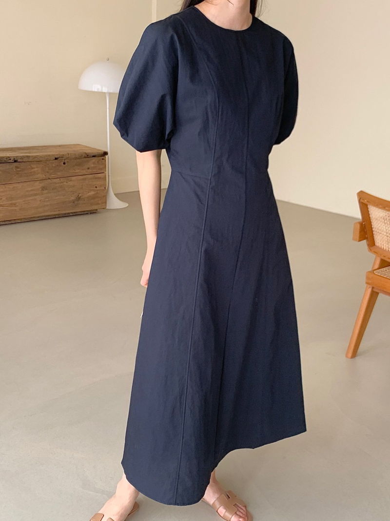 BOWEN - Korean Women Fashion - #Kfashion - Tulip Puff One-piece - 12