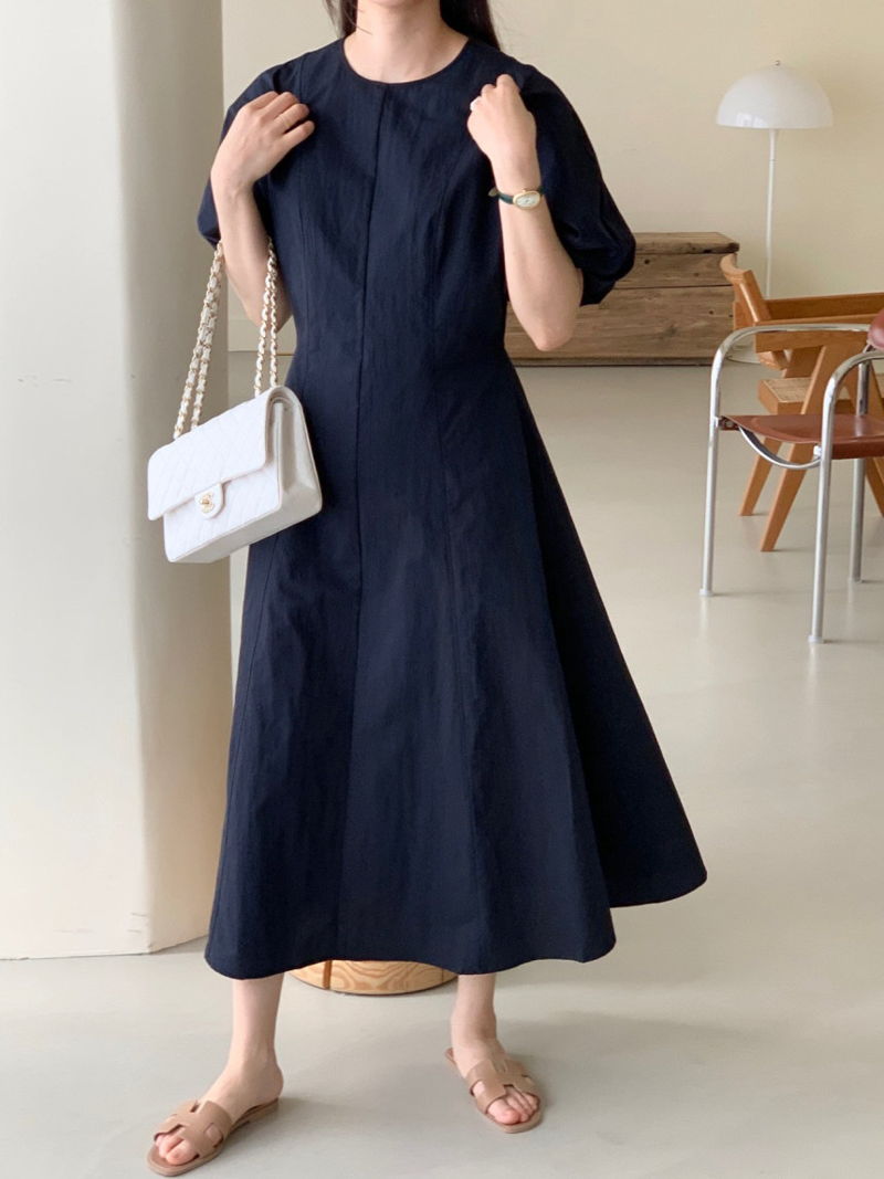BOWEN - Korean Women Fashion - #Kfashion - Tulip Puff One-piece - 2