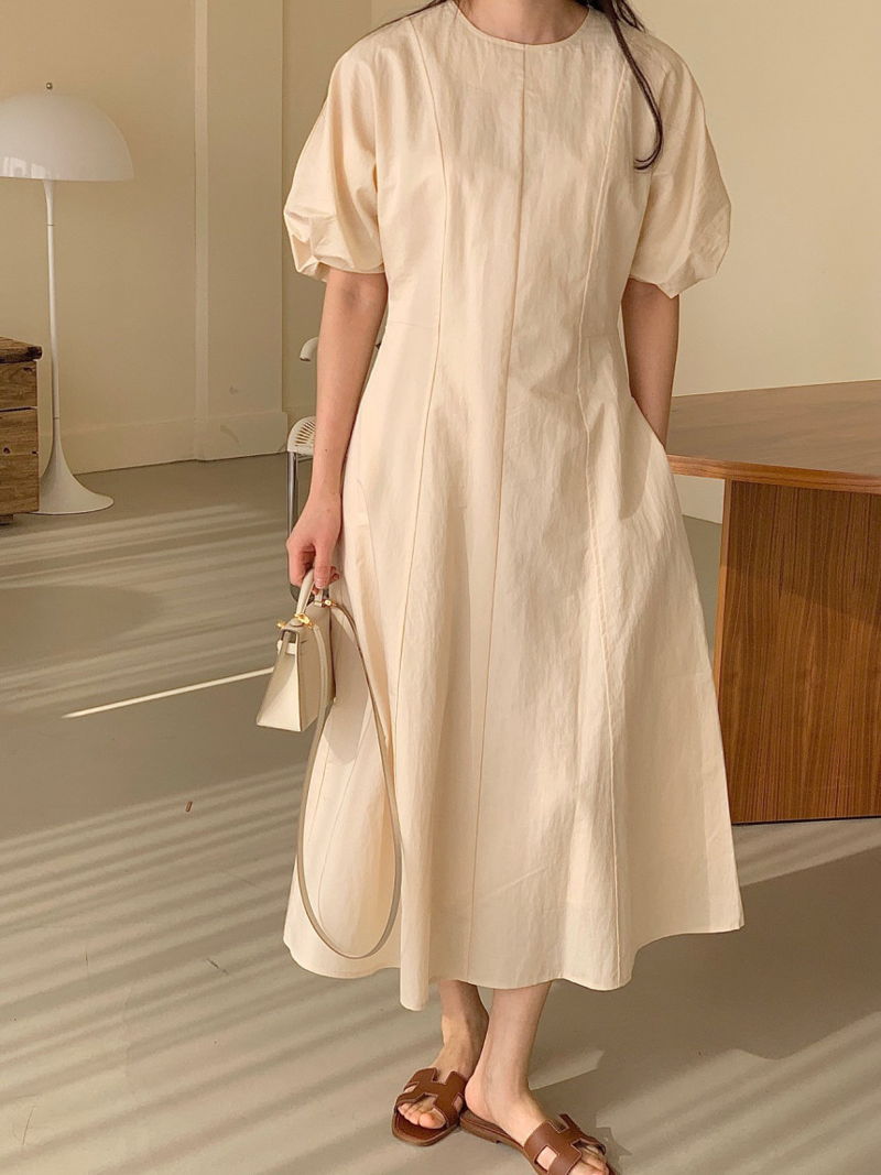 BOWEN - Korean Women Fashion - #Kfashion - Tulip Puff One-piece - 7