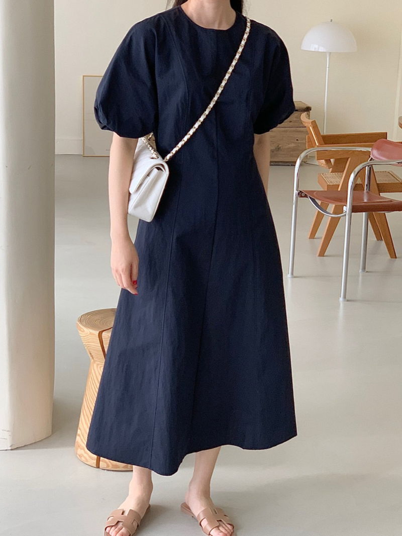 BOWEN - Korean Women Fashion - #Kfashion - Tulip Puff One-piece - 9