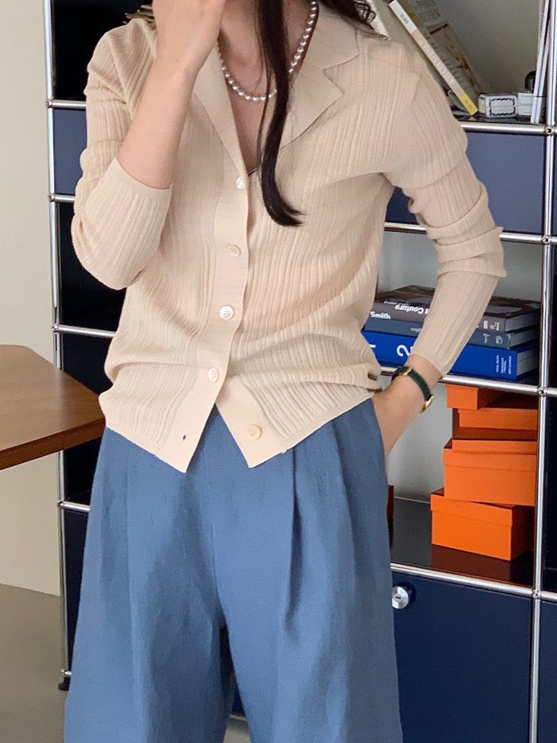 BOWEN - Korean Women Fashion - #Kfashion - Classic Collar Cardigan