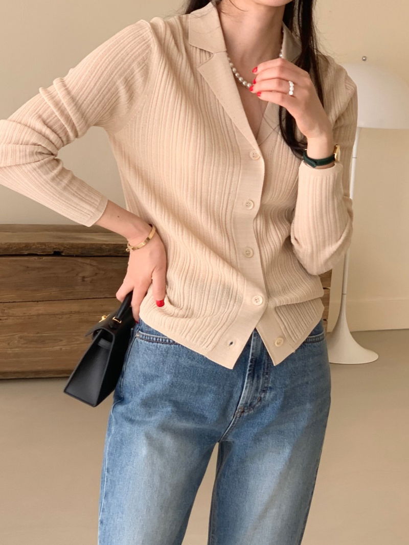 BOWEN - Korean Women Fashion - #Kfashion - Classic Collar Cardigan - 5