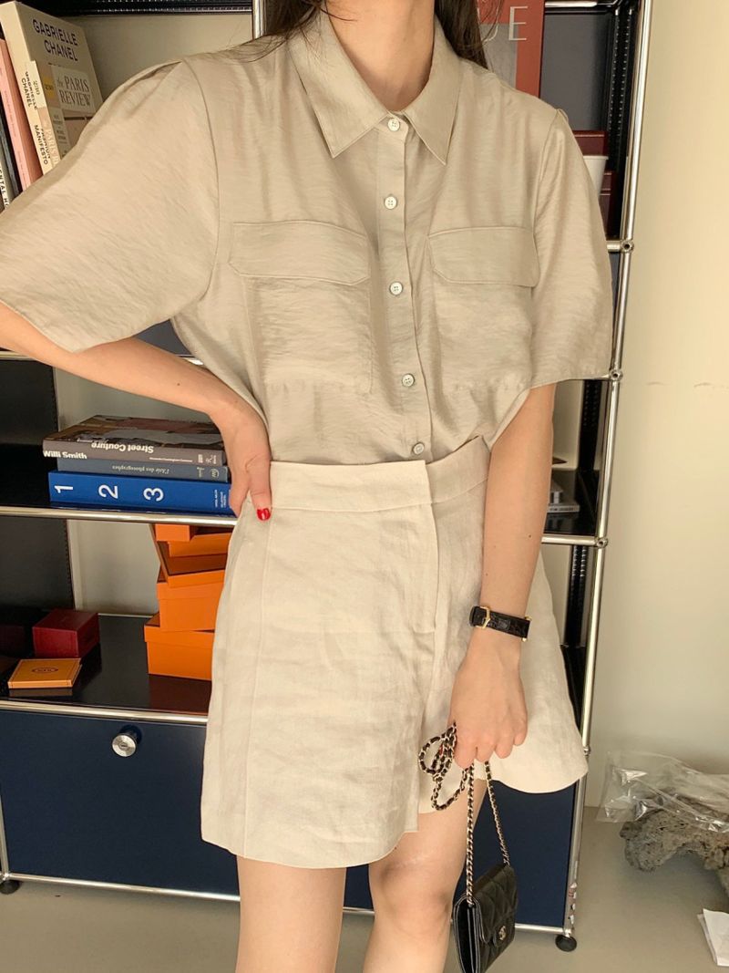 BOWEN - Korean Women Fashion - #Kfashion - Mini Pocket Shirt - 2
